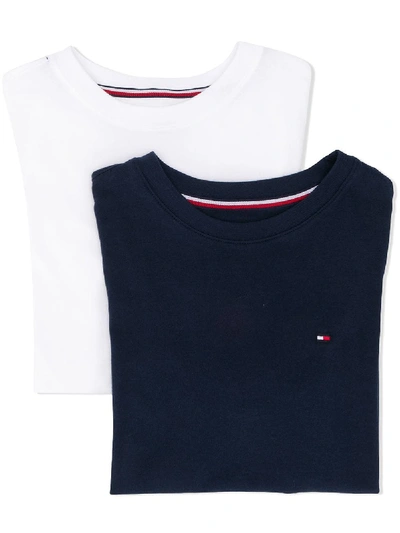 Tommy Hilfiger Junior Kids' Logo Embroidered T-shirt In Blue