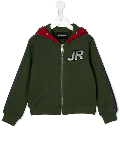 John Richmond Junior Kids' Embroidered Logo Hoodie In Green