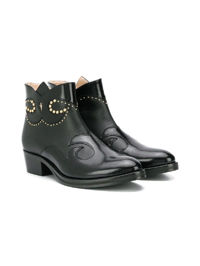 Cesare Paciotti Teen Cossack Ankle Boots In Black
