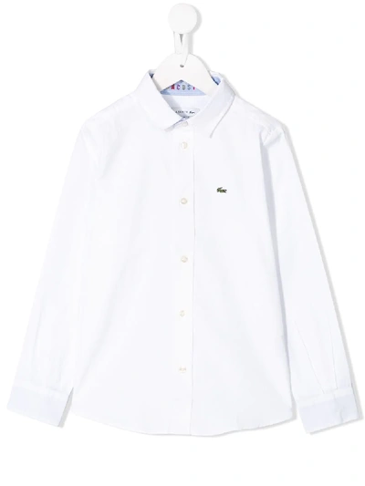 Lacoste Kids' Hemd Mit Logo-stickerei In White