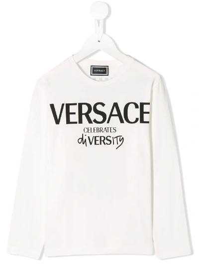 Young Versace Kids' Diversity Print T-shirt In White