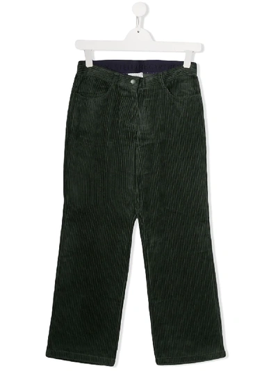 Stella Mccartney Teen Corduroy Combo Cord Trousers In Forest Green
