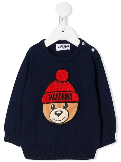 Moschino Babies' Teddy Bear套头衫 In Blue