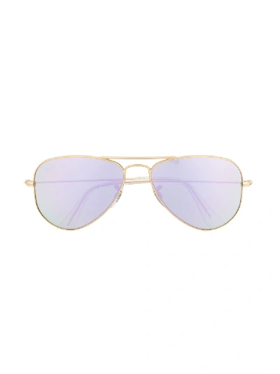 Ray-ban Junior Kids' Aviator Sunglasses In Gold