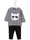 Karl Lagerfeld Babies' Choupette Striped-print Pajama Set In Black