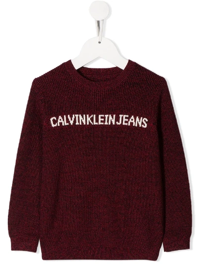 Calvin Klein Kids' Logo Jumper In Red