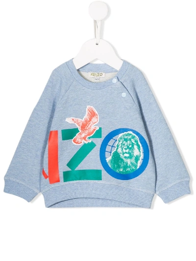 Kenzo Babies' Logo-print Sweatshirt In Blue
