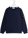 Stone Island Junior Kids' Logo Patch Sweatshirt In Blue