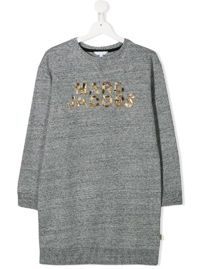Little Marc Jacobs Teen Bead-embellished Dress In Grey