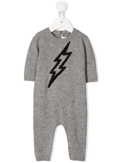 Zadig & Voltaire Babies' Lightning Intarsia Knit Pyjama In Grey