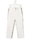 Roberto Cavalli White And Leopard Print Jeans In White
