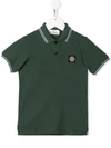 Stone Island Junior Kids' Logo Polo Shirt In Green