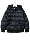 Emporio Armani Kids' Hooded Puffer Jacket In Blue