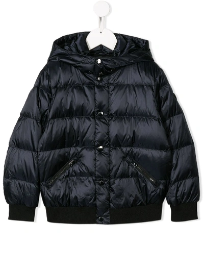 Emporio Armani Kids' Hooded Puffer Jacket In Blue