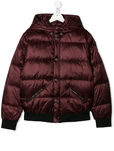 Emporio Armani Teen Panelled Padded Jacket In Red