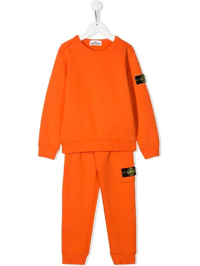 Stone Island Junior Kids' Branded Tracksuit In Orange