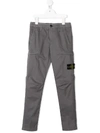 Stone Island Junior Kids' Slim-fit Gabardine Trousers In Grey