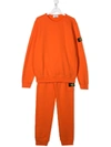 Stone Island Junior Teen Branded Tracksuit In Orange