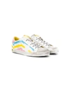 Golden Goose Teen Superstar Striped Sneakers In White