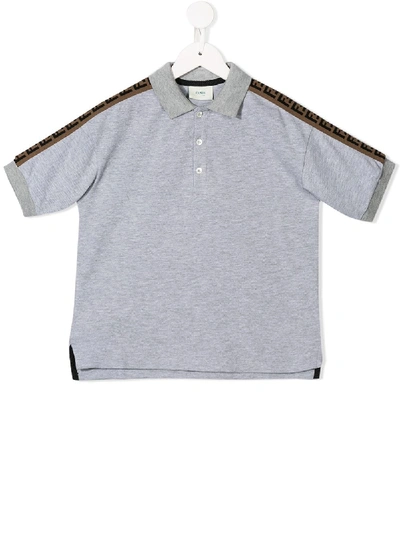 Fendi Kids' Pique Polo Shirt In Grey