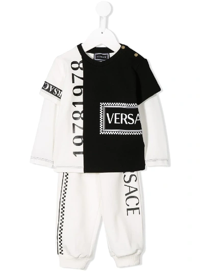 Young Versace Babies' Logo Two-piece Tracksuit Set In White