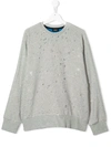 Diesel Teen Distressed Crew Neck Sweatshirt In Grey