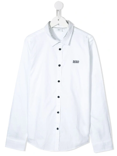 Hugo Boss Kids' Embroidered Logo Shirt In White