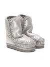 Mou Kids' Metallic Sheen Eskimo Boots In Silver