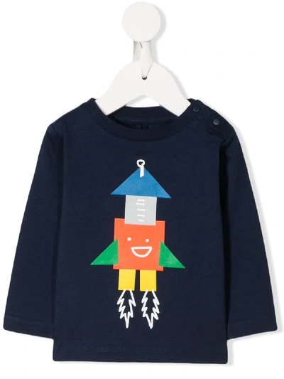 Stella Mccartney Babies' Rocket Print T-shirt In Blue