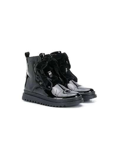 Geox Kids' Oversized Shoelace Boots In Black
