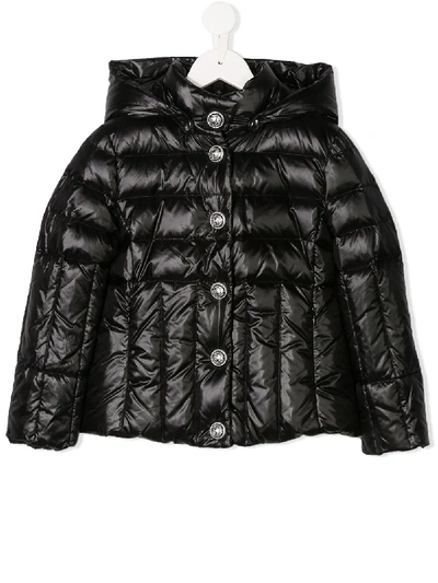 Balmain Kids' 连帽衬垫大衣 In Black