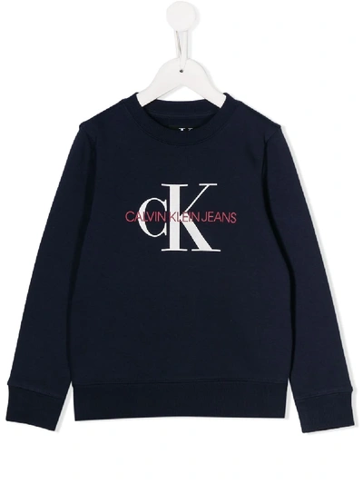 Calvin Klein Kids' Logo Print Sweatshirt In Blue