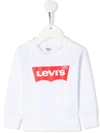 Levi's White T-shirt For Baby Kids With Logo In Red