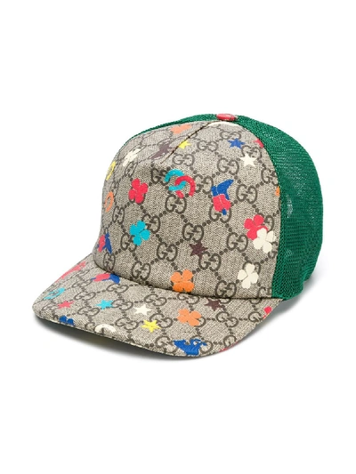 Gucci Kids' Gg Supreme棒球帽 In Green