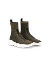 Moschino Teen Logo High-top Sock Sneakers In Gold