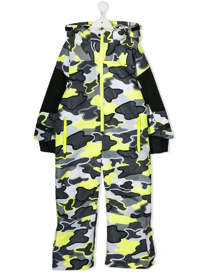 Stella Mccartney Kids' Camouflage Snowsuit In Grey