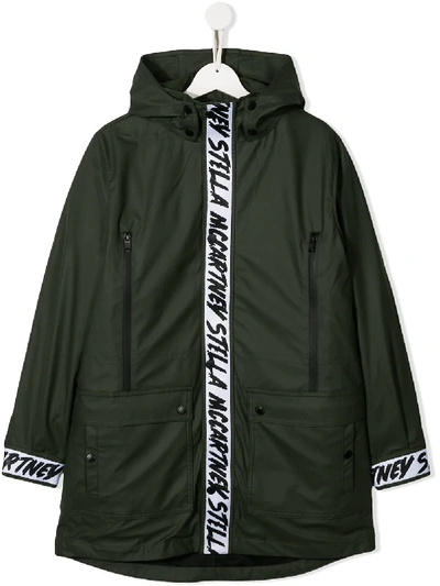 Stella Mccartney Teen Sports Logo Parka In Green
