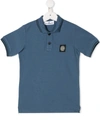 Stone Island Junior Kids' Embroidered Logo Polo Shirt In Blue