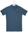Stone Island Junior Teen Embroidered Logo Polo Shirt In Yellow