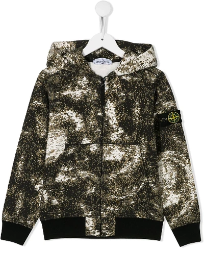 Stone Island Junior Kids' All-over Print Bomber Jacket In Brown