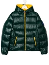 Save The Duck Teen Hooded Puffer Coat In Green