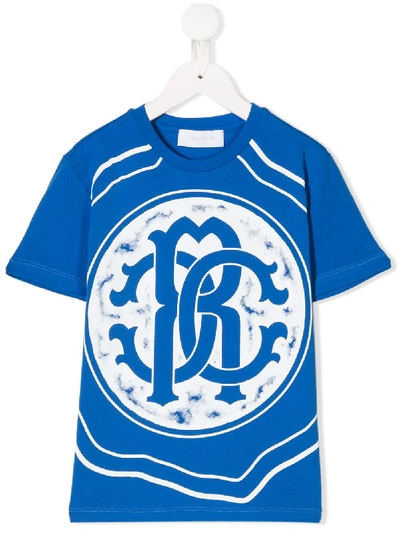Roberto Cavalli Junior Kids' Graphic Logo Print T-shirt In Blue