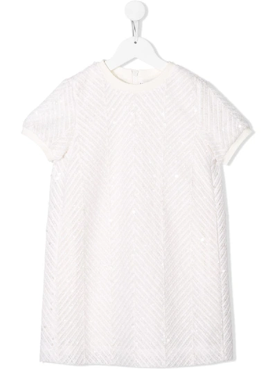 Brunello Cucinelli Kids' Sequinned T-shirt Dress In White