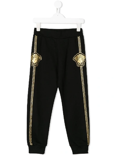 Young Versace Kids' Medusa Print Track Trousers In Black