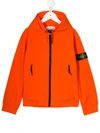 Stone Island Junior Kids' Hooded Jacket In Orange