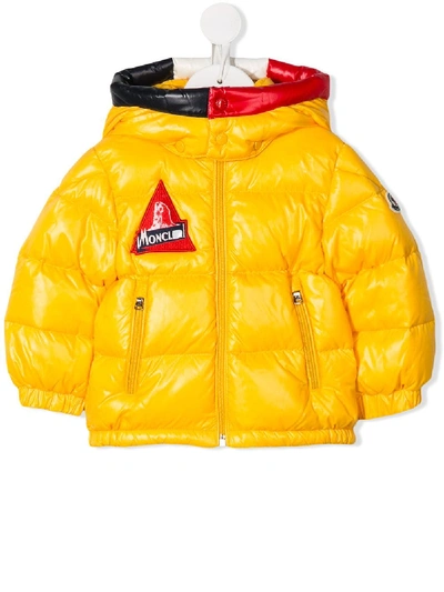 Moncler Babies' Hooded Padded Jacket In Yellow