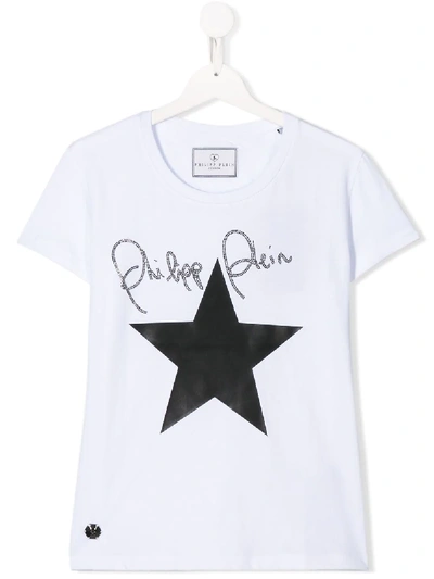 Philipp Plein Junior Teen Star Print T-shirt In White