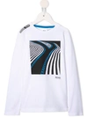 Hugo Boss Kids' Graphic-print Jersey Top In White