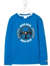 Hugo Boss Kids' Logo Print Jersey Top In Blue