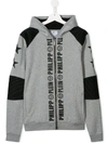 Philipp Plein Junior Kids' Logo Print Hoodie In Grey